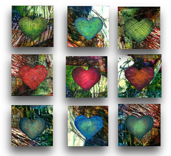 Nine Abstract Hearts