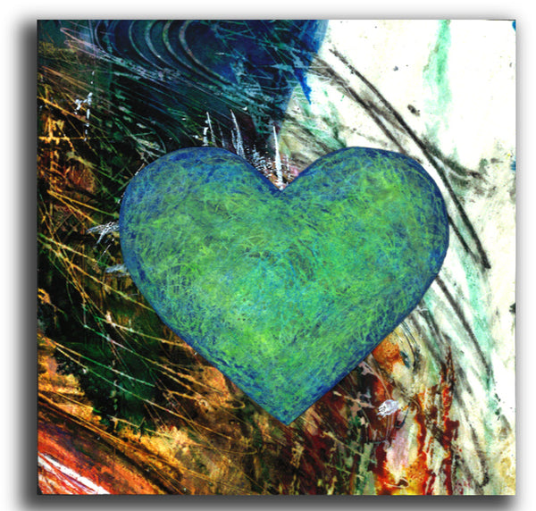 Abstract Heart Green Turquoise #2